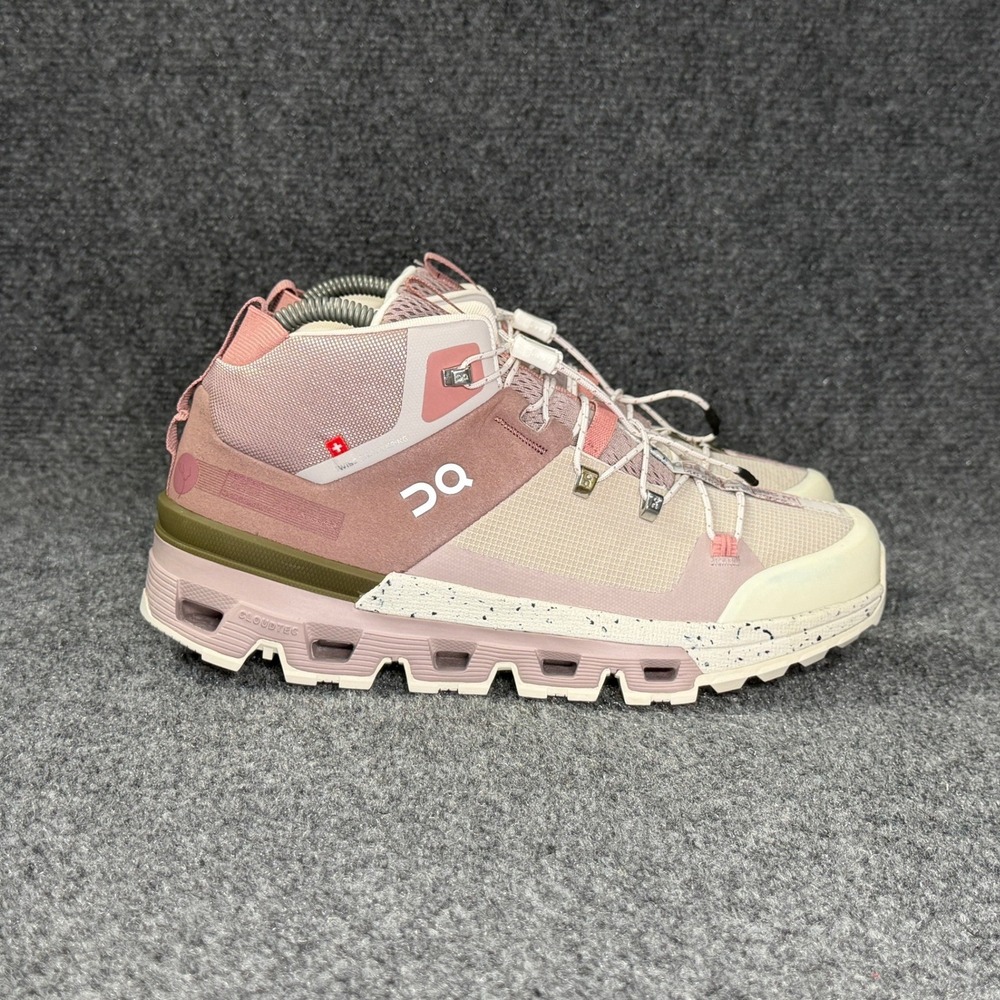 On Running Cloudtrax Hiking Shoe Womens 8 Rose Ivory Athletic Trail Camping Boot